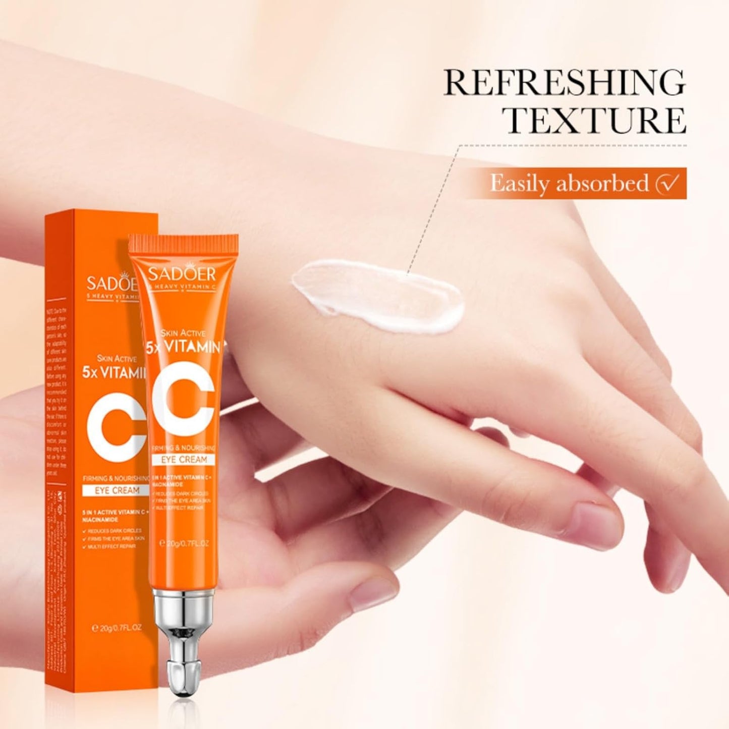 Organic Vitamin C Eye Cream Dark Circles & Puffy Eyes Remover