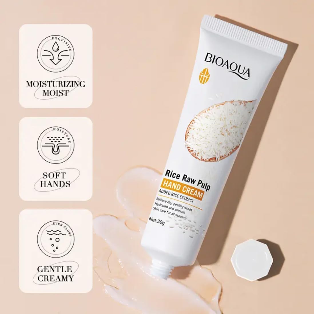 BIOAQUA White Rice Hand Cream, Moisturizing, Nourishing & Brightening Hand Care