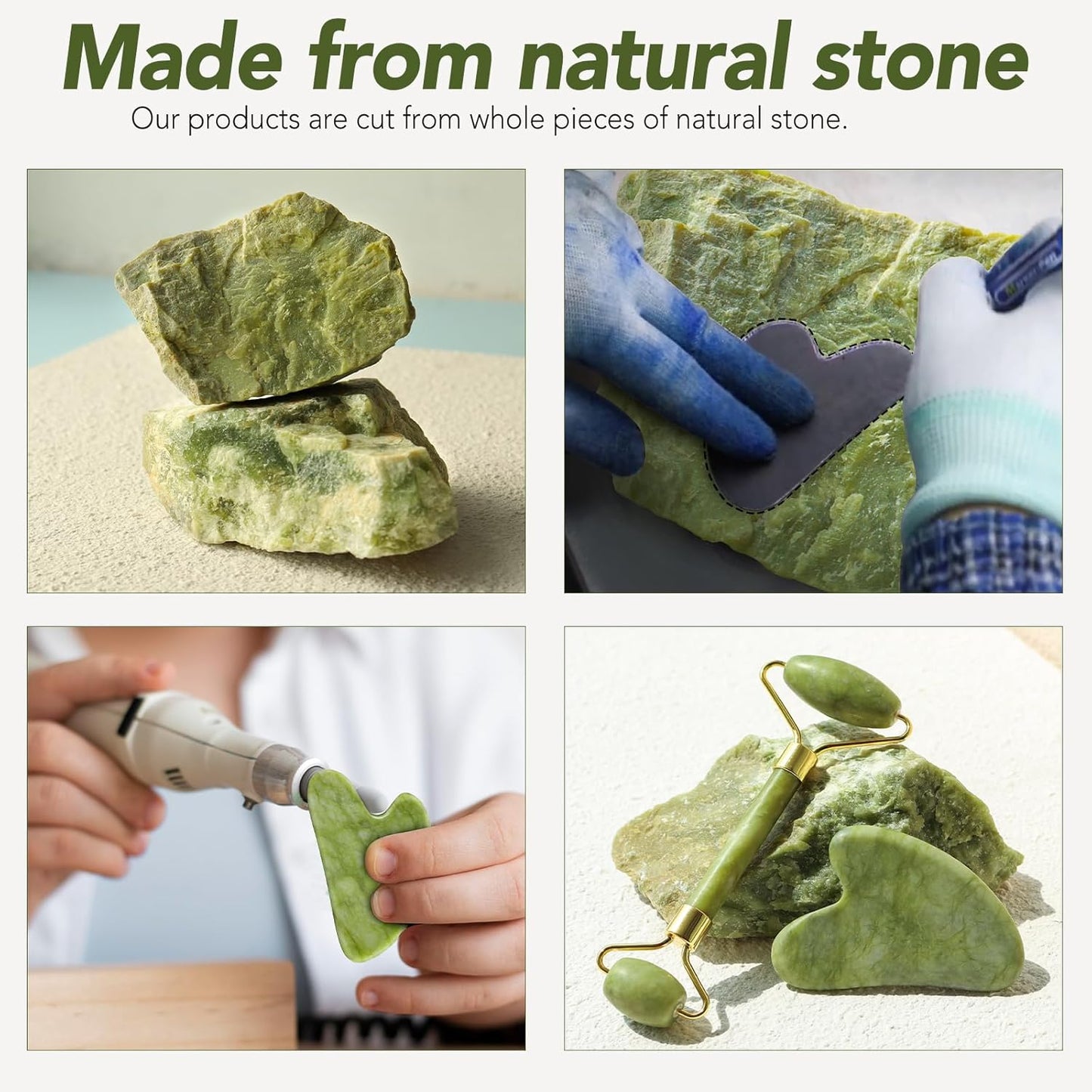 Natural Jade Roller & Gua Sha Set, Stone Facial Massage Tool for Lifting, Anti-Aging & Eye Care Spa
