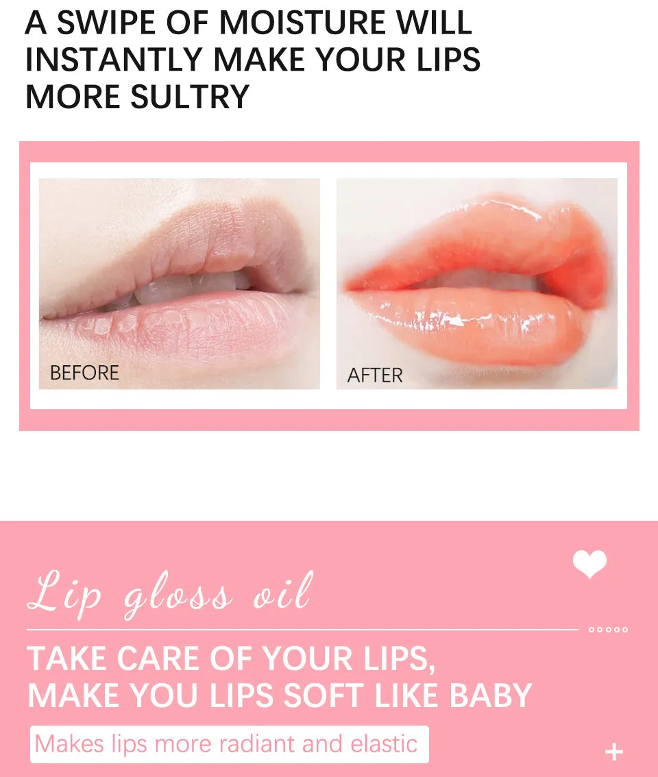 Organic Lip Plumping Gloss Oil Tint for Soft, Pink, Fuller Lips