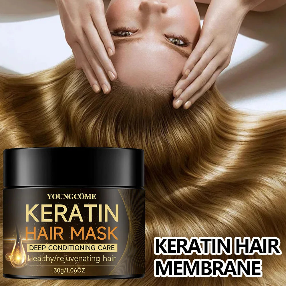 Organic Keratin Hair Mask, Damaged Hair Repair & Shine Restoration