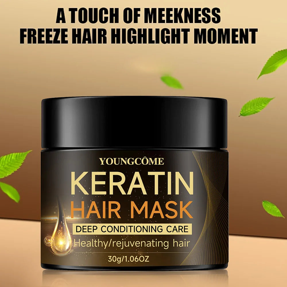 Organic Keratin Hair Mask, Damaged Hair Repair & Shine Restoration