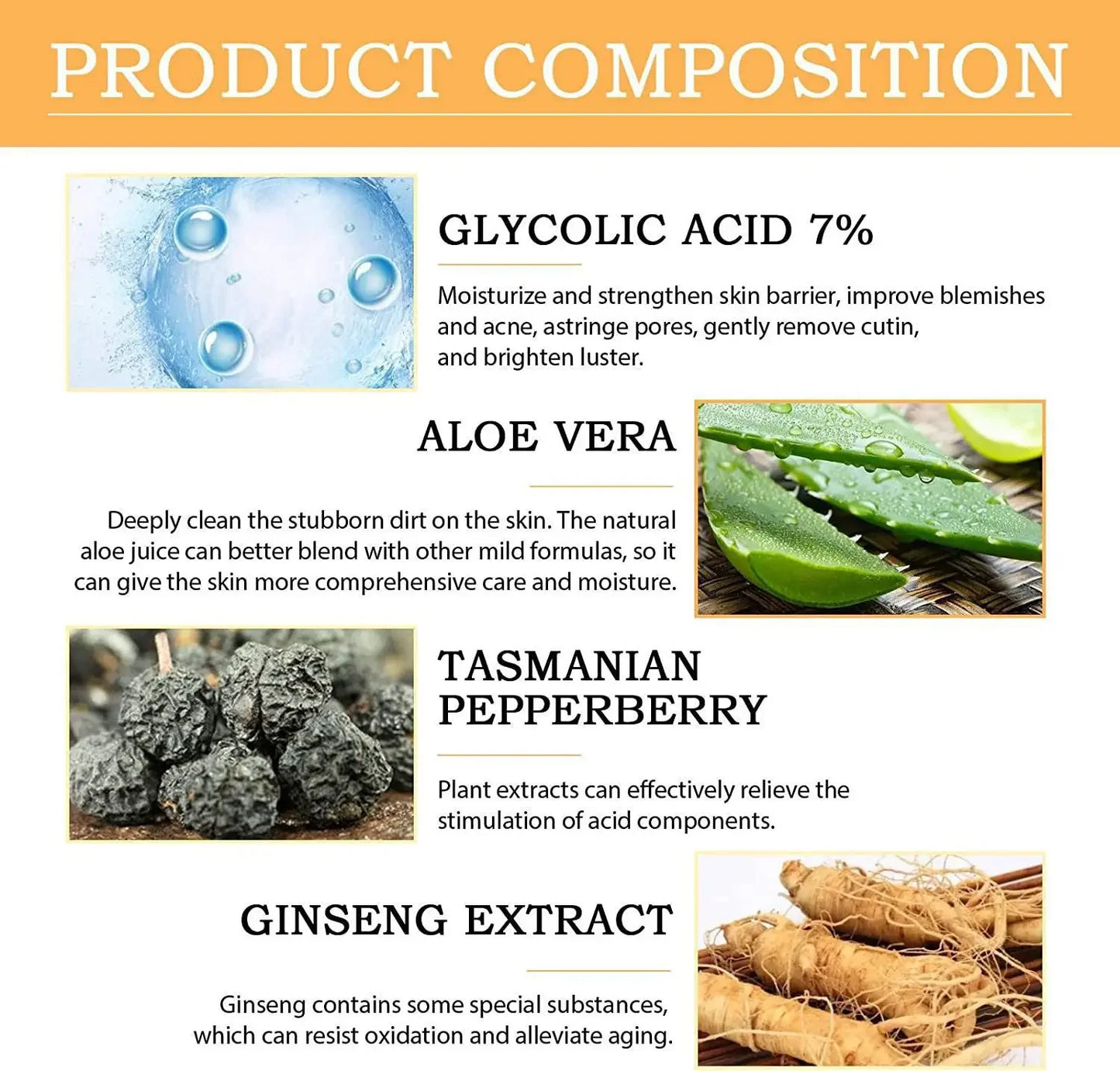 Glycolic Acid 7% Exfoliating Toner – Acne Removal, Skin Moisturizing & Rejuvenating Face Lotion