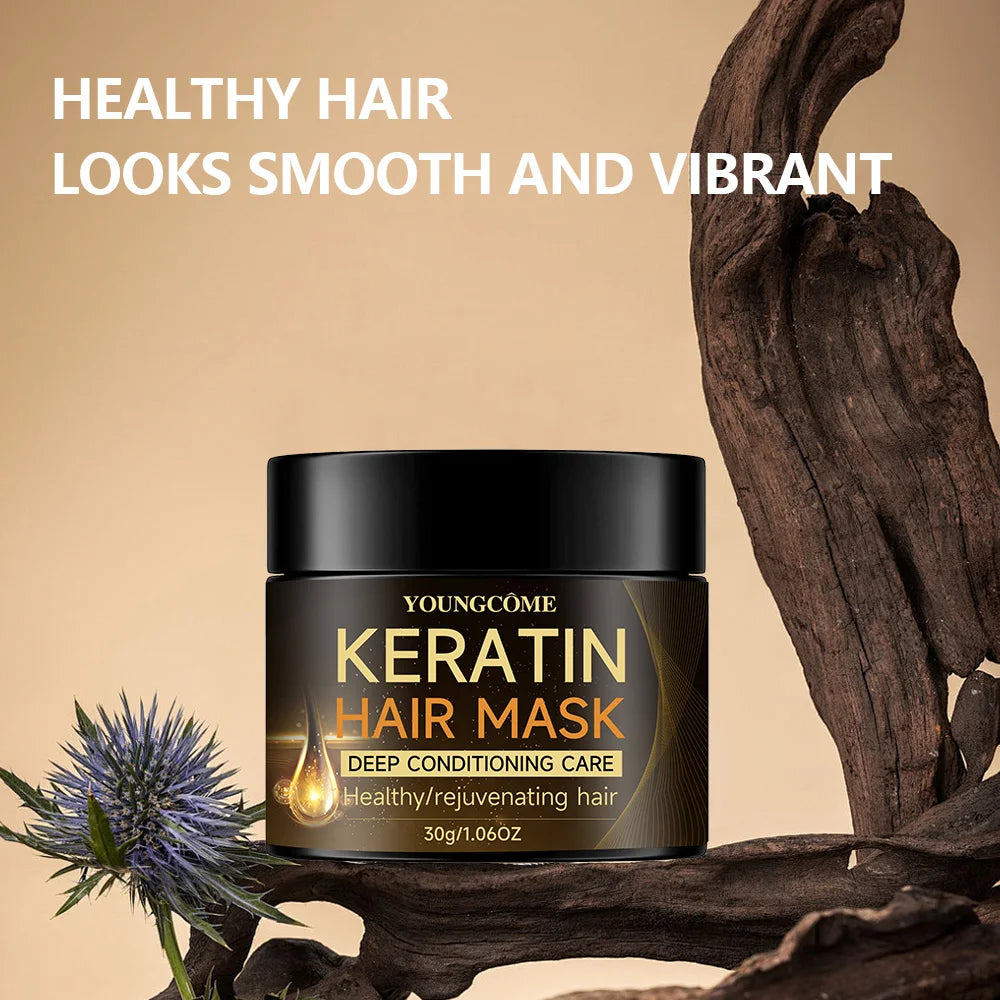 Organic Keratin Hair Mask, Damaged Hair Repair & Shine Restoration