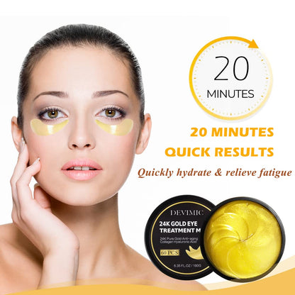 Organic 24K Gold Collagen Eye Mask Anti-Dark Circles, Puffiness & Wrinkle-Reducing Under Eye Patches