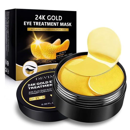 Organic 24K Gold Collagen Eye Mask Anti-Dark Circles, Puffiness & Wrinkle-Reducing Under Eye Patches