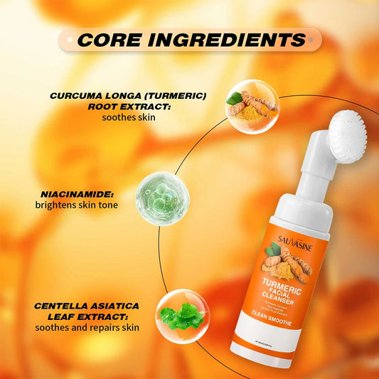 Turmeric & Lemon Brightening Foaming Face Wash  Moisturizing Cleansing Foam with Brush