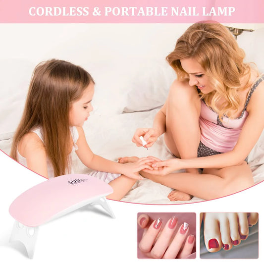 Foldable 6W UV LED Nail Lamp, Quick-Dry Gel Polish Dryer for Manicure & Pedicure.