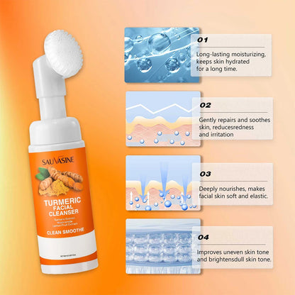 Turmeric & Lemon Brightening Foaming Face Wash  Moisturizing Cleansing Foam with Brush