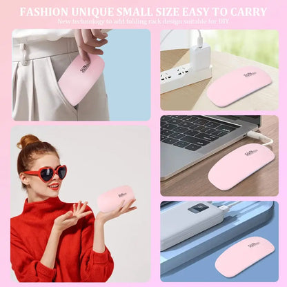 Foldable 6W UV LED Nail Lamp, Quick-Dry Gel Polish Dryer for Manicure & Pedicure.