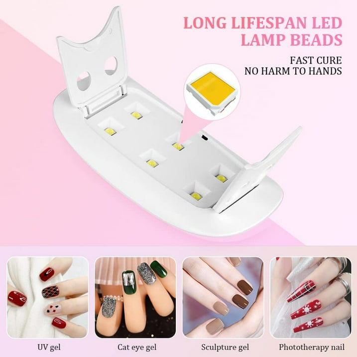 Foldable 6W UV LED Nail Lamp, Quick-Dry Gel Polish Dryer for Manicure & Pedicure.