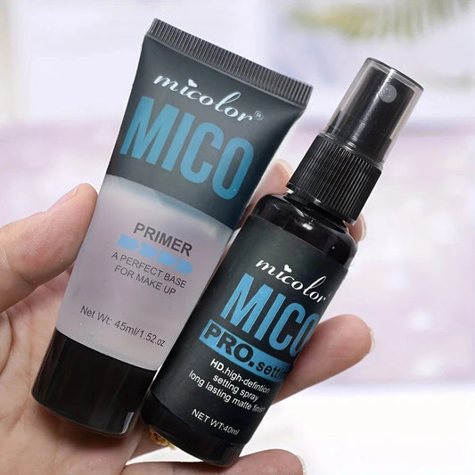 Organic Makeup Primer & Setting Spray Set & Long Lasting Makeup Hold